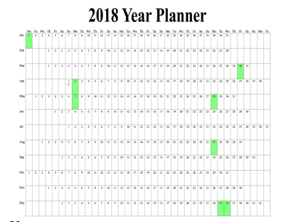 budget planner calendar 2018